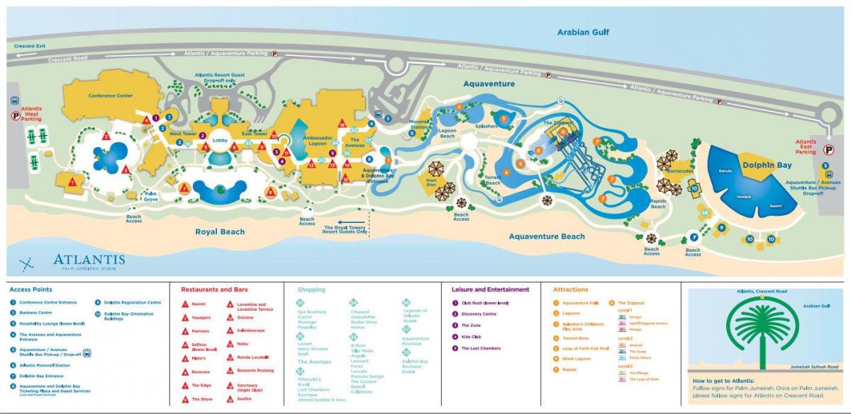 karta över Atlantis i Dubai
