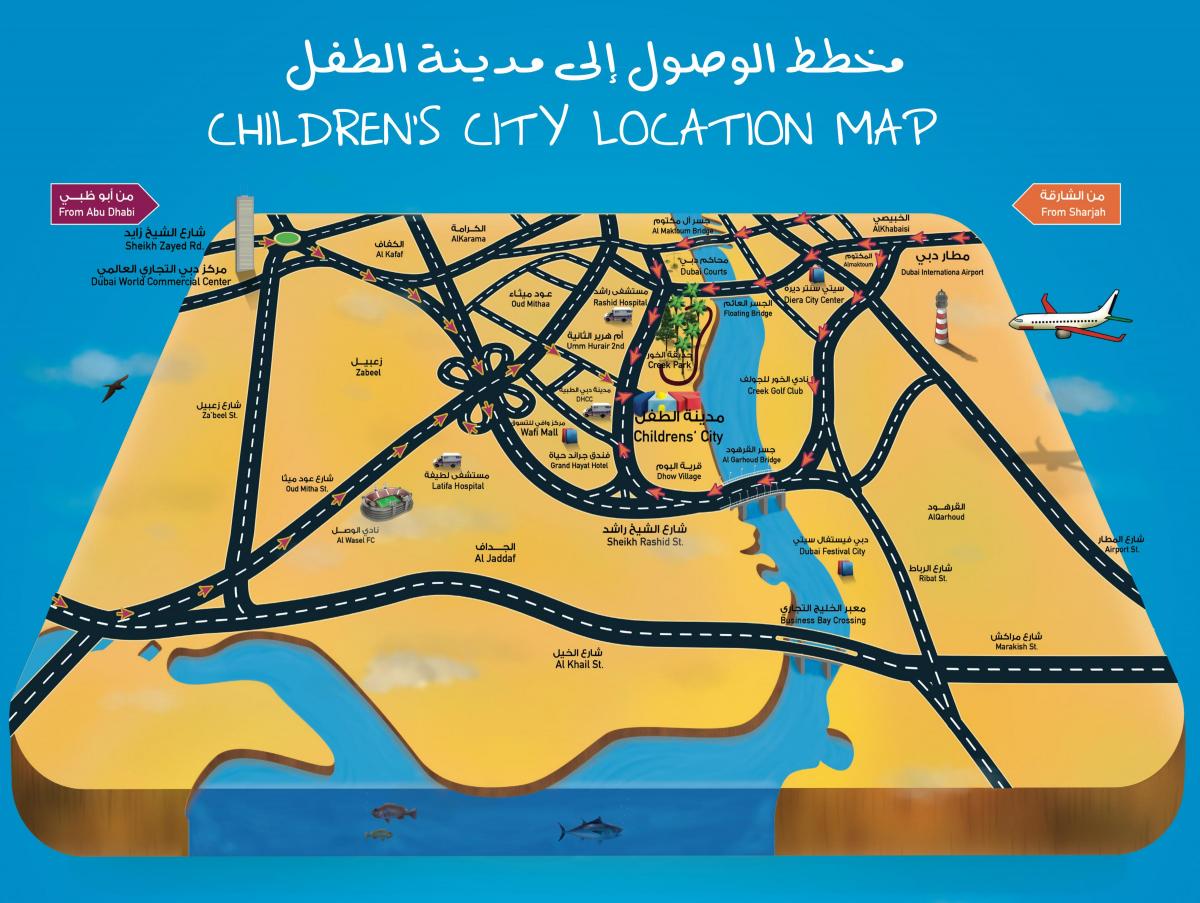 karta över Barnens stad Dubai