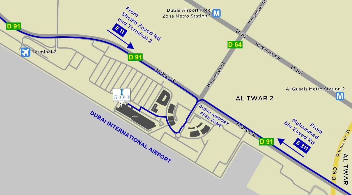 karta över Dubai airport free zone