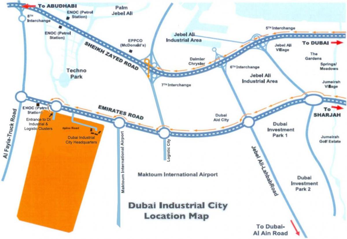 karta över Dubai industristad