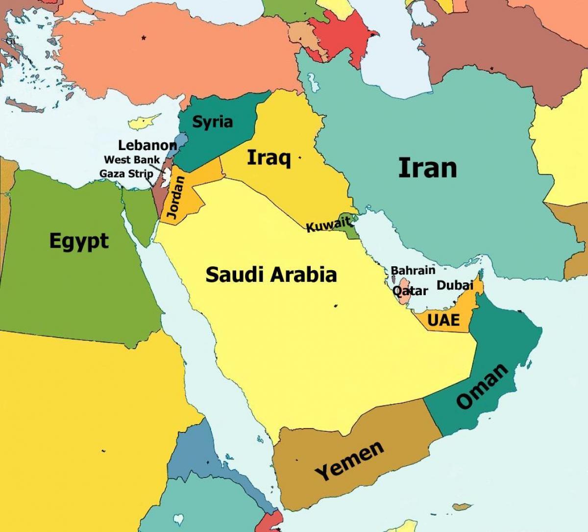 Dubai karta över mellanöstern