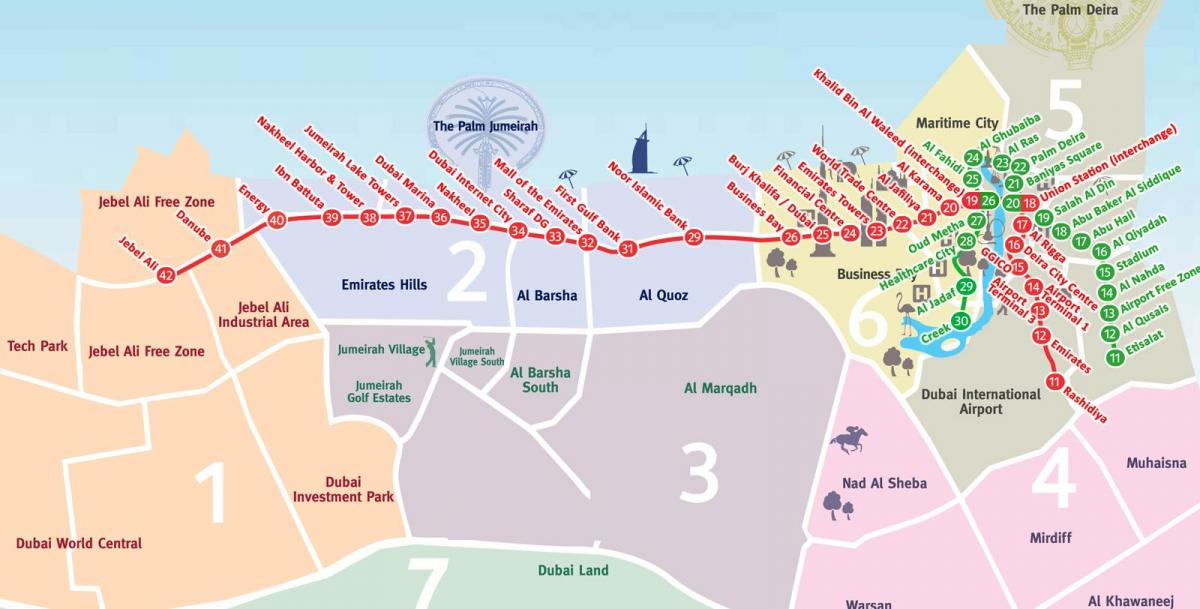 karta över Dubai stadsdelar