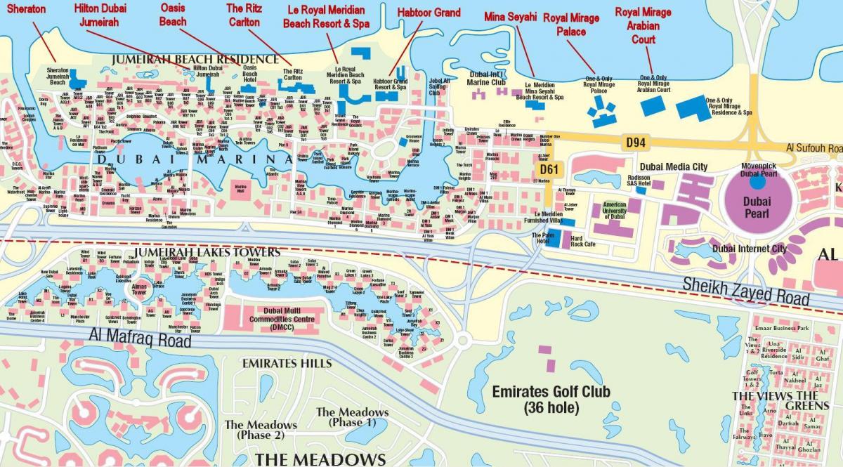 karta över Jumeirah beach Dubai