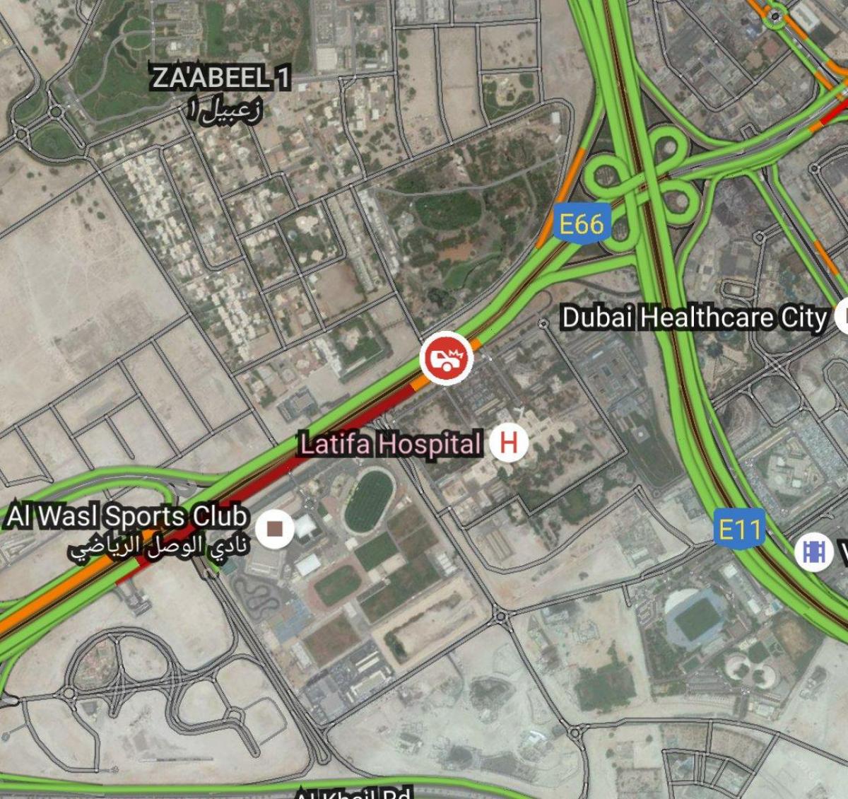 latifa sjukhus läge i Dubai karta