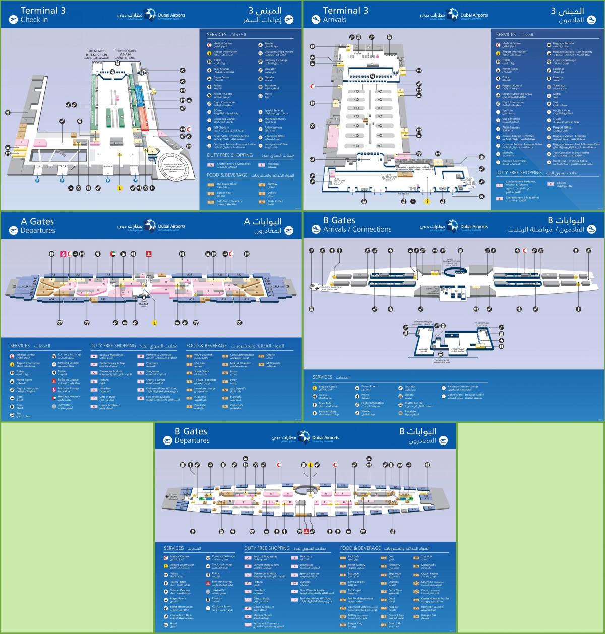 terminal 3 på Dubais flygplats karta
