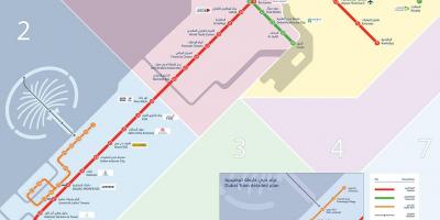 Dubai metro-karta med spårvagn