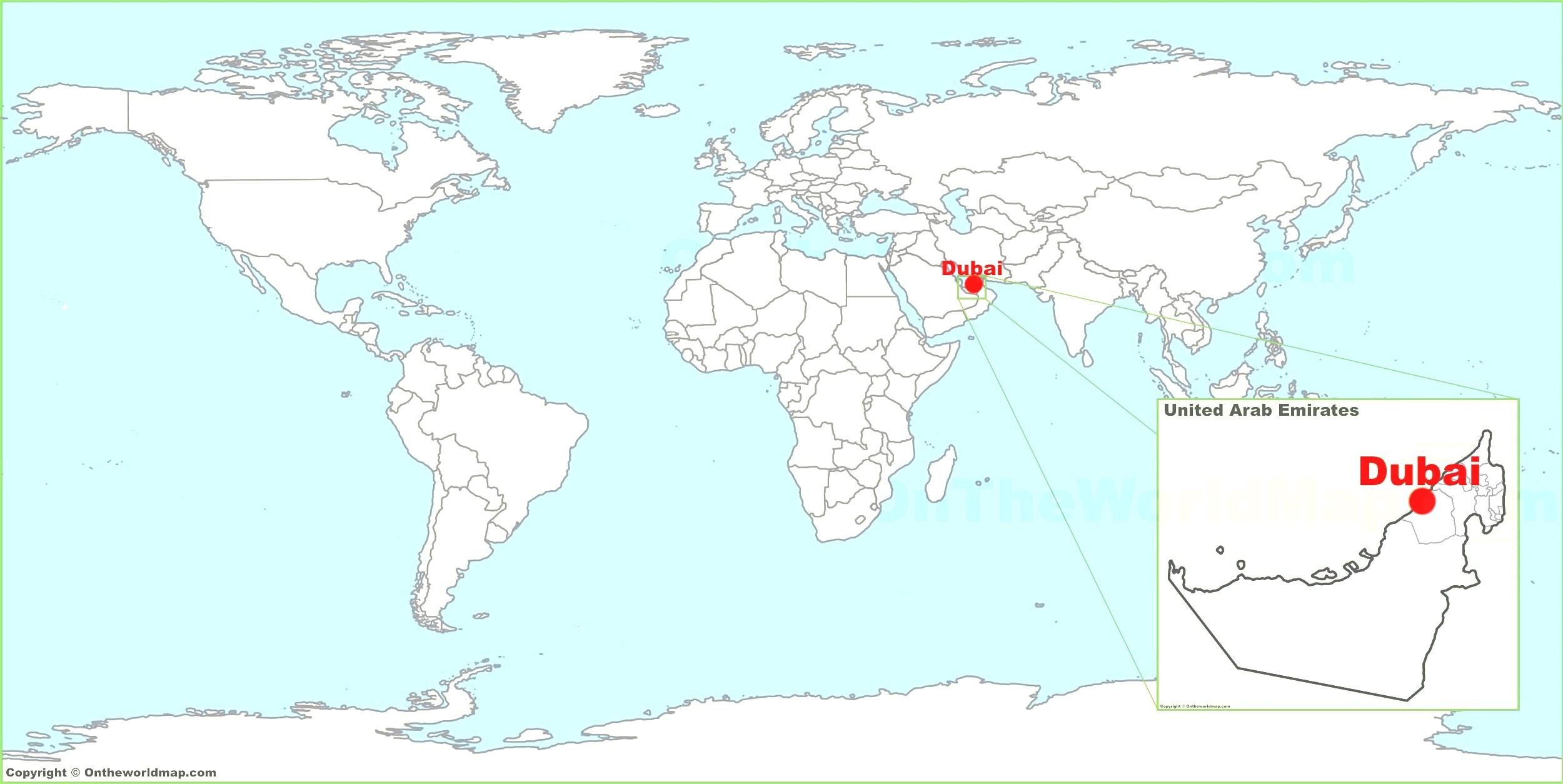 dubai karta världen Dubai world map   Dubai karta i världen (United Arab Emirates)