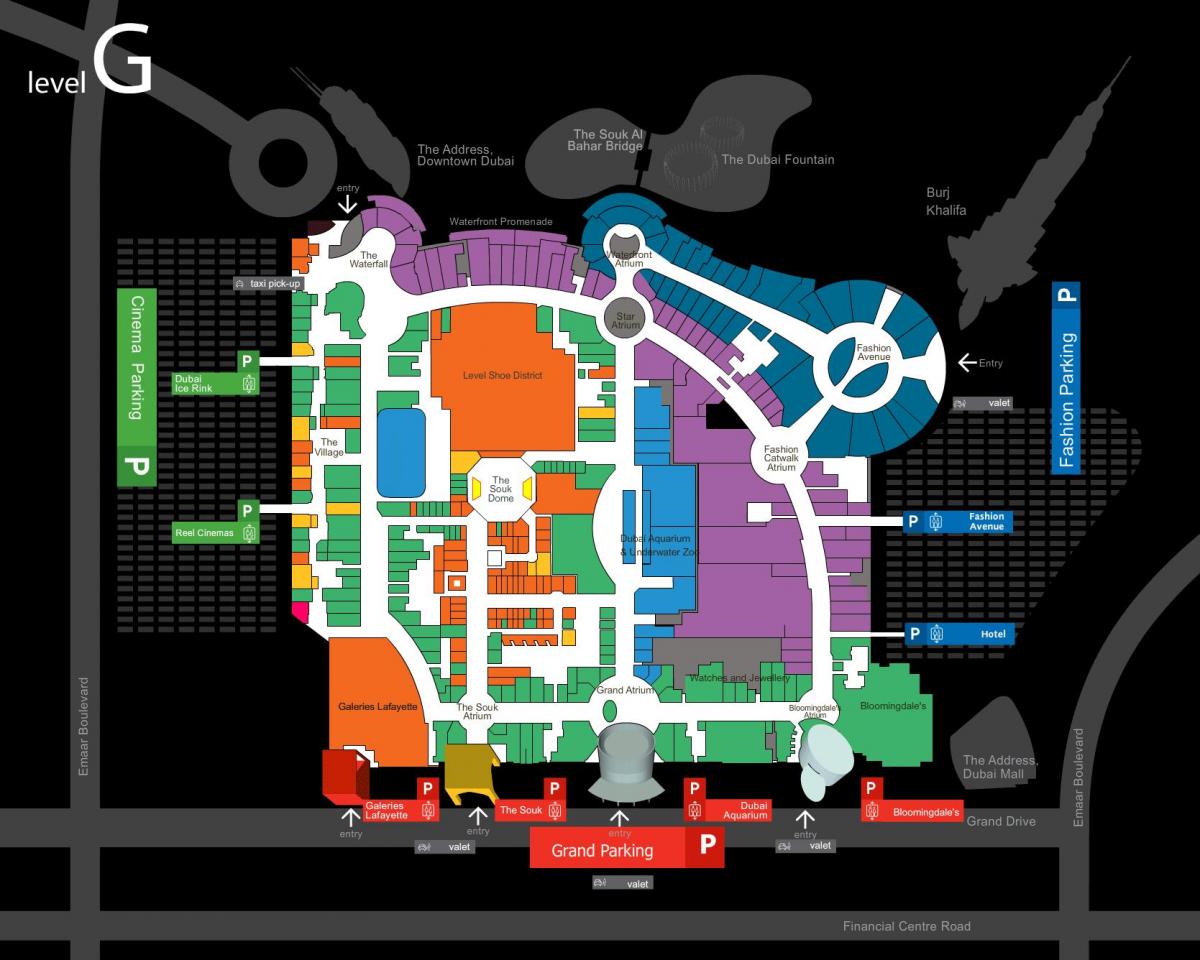 karta över Dubai mall