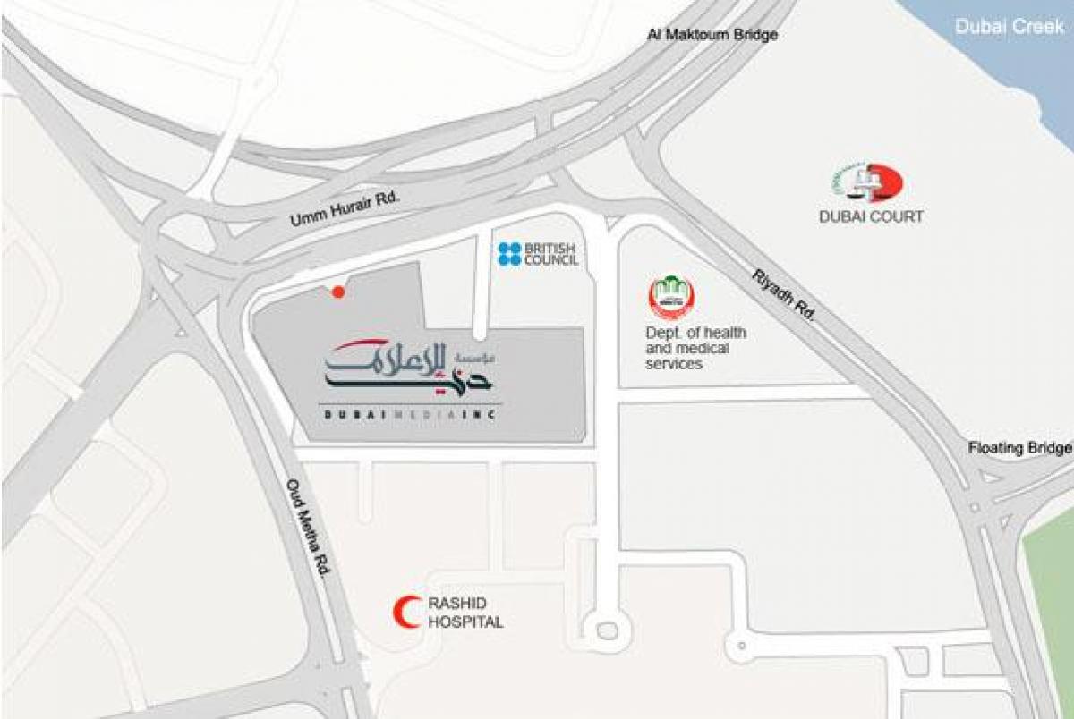 rashid hospital läge i Dubai karta