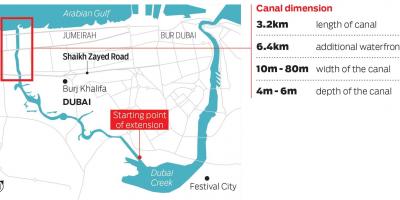 Karta över Dubai kanalen
