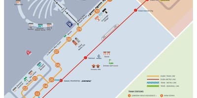 Karta över Dubai spårvagn