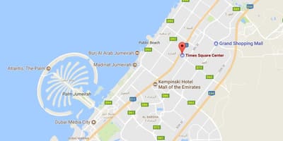 Karta över Times Square Center Dubai
